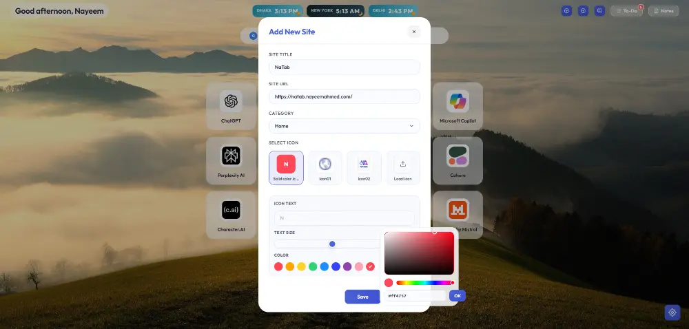 Add New Bookmark Site
